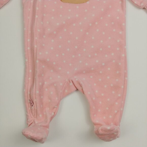 Pekkle Sleepy Fox Polka Dot Footed Fleece Side Zip-Up Pajama 3 Months - Picture 3 of 13